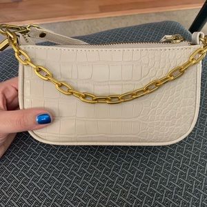 Small Crocodile embossed leather hand bag
